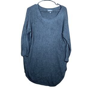 Express Womens Sweater Black Boat Neck Long Sleeve Knit Tunic Cotton Blend M